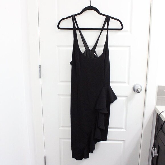 Jay Godfrey Black Mannix Asymmetrical Ruffle Dress Size 8 - Picture 1 of 5